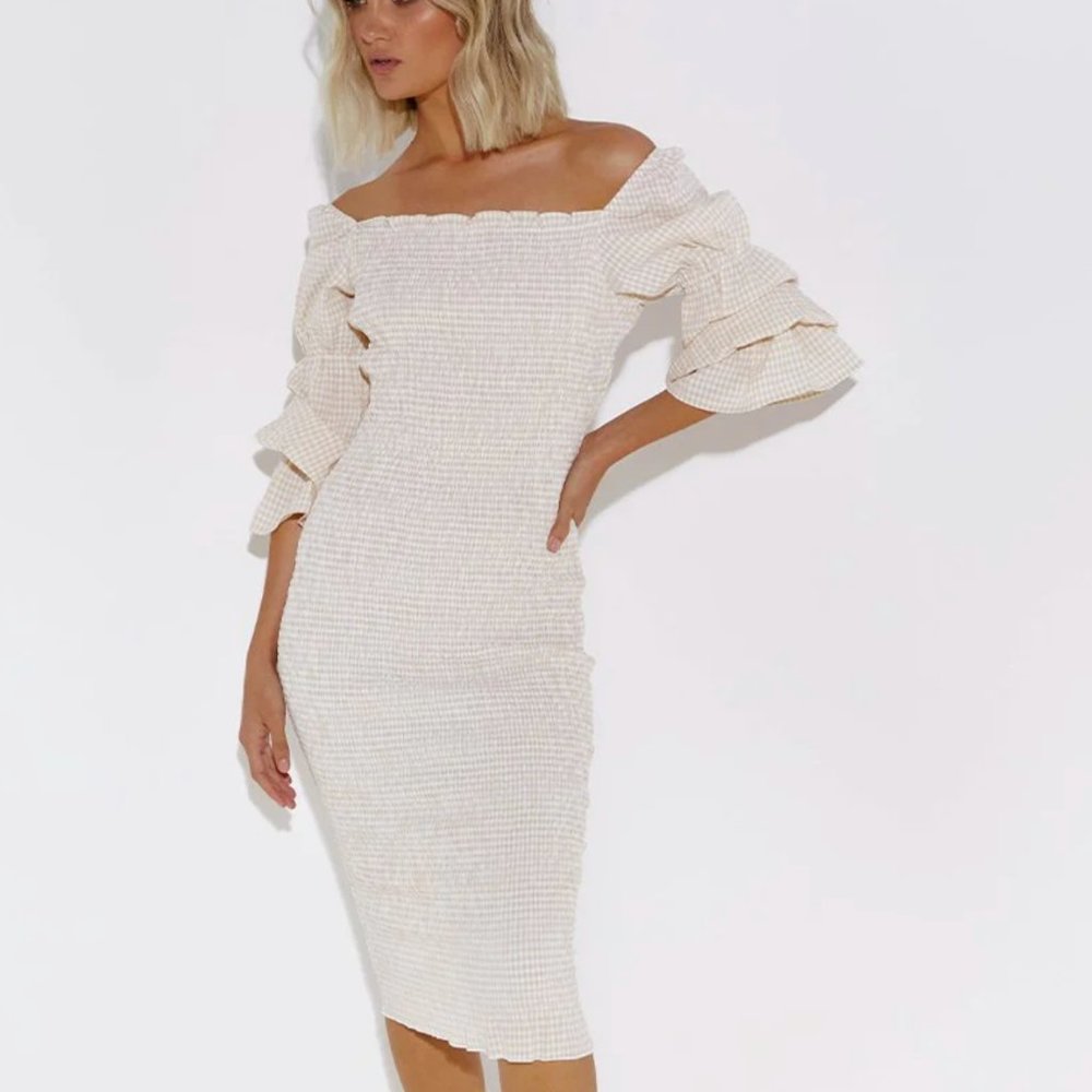 SNDYS Courtney Dress in Cream Gingham